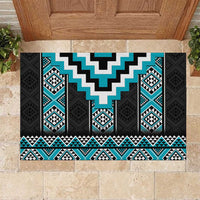 Turquoise Taniko Pattern Aotearoa Rubber Doormat Niho Taniwha Mix Poutama