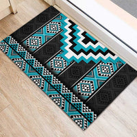 Turquoise Taniko Pattern Aotearoa Rubber Doormat Niho Taniwha Mix Poutama