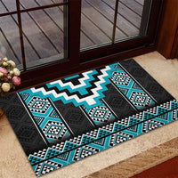 Turquoise Taniko Pattern Aotearoa Rubber Doormat Niho Taniwha Mix Poutama