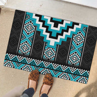 Turquoise Taniko Pattern Aotearoa Rubber Doormat Niho Taniwha Mix Poutama