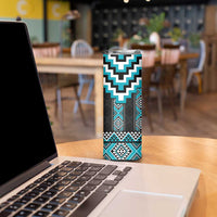 Turquoise Taniko Pattern Aotearoa Skinny Tumbler Niho Taniwha Mix Poutama LT14