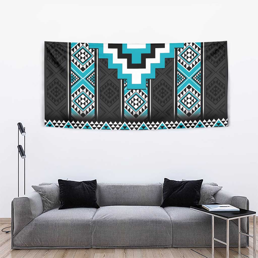 Turquoise Taniko Pattern Aotearoa Tapestry Niho Taniwha Mix Poutama