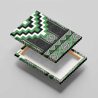 Green Taniko Pattern Aotearoa Canvas Wall Art Niho Taniwha Mix Poutama