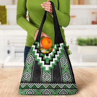 Green Taniko Pattern Aotearoa Grocery Bag Niho Taniwha Mix Poutama