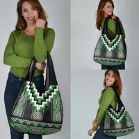 Green Taniko Pattern Aotearoa Grocery Bag Niho Taniwha Mix Poutama
