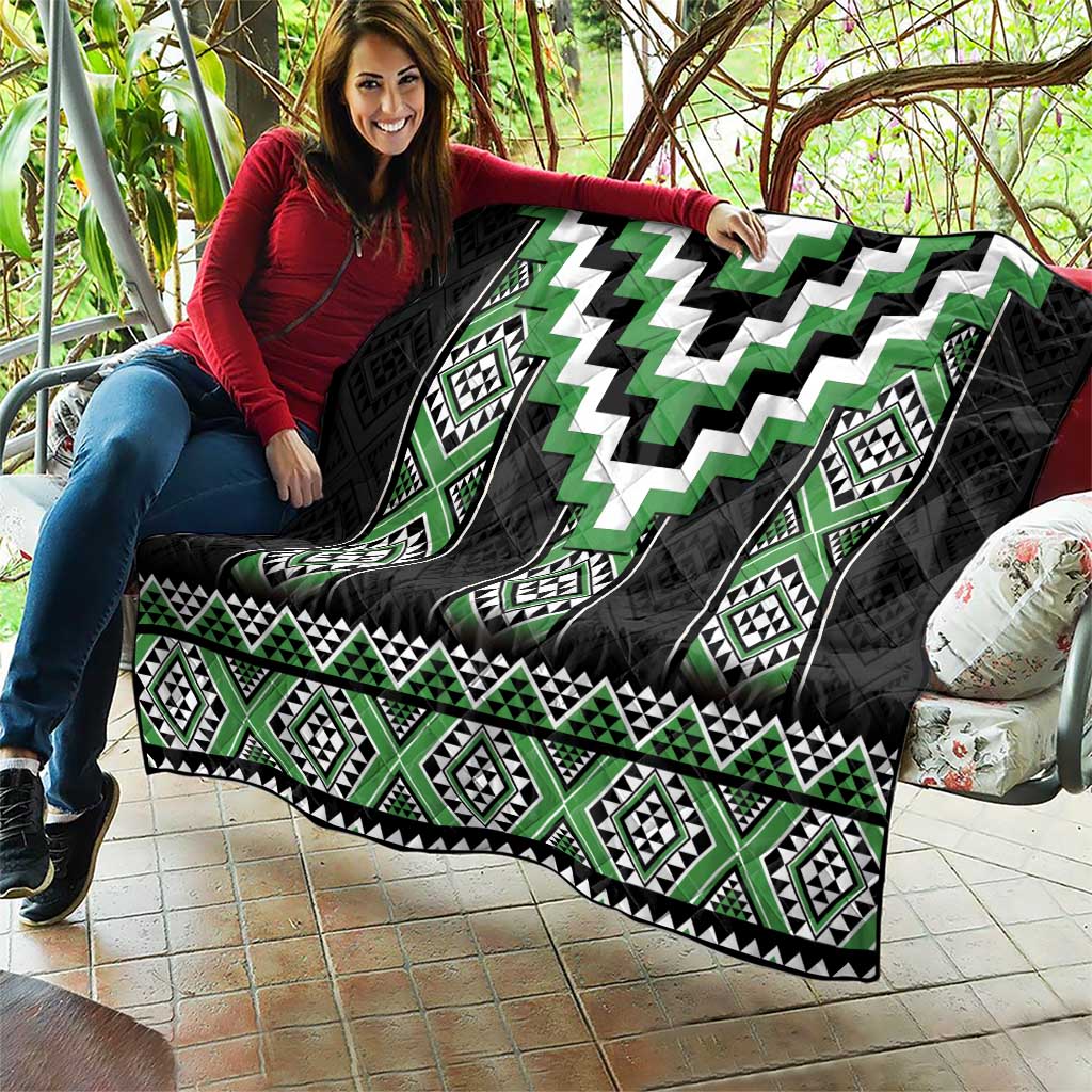 Green Taniko Pattern Aotearoa Quilt Niho Taniwha Mix Poutama