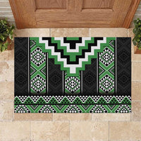 Green Taniko Pattern Aotearoa Rubber Doormat Niho Taniwha Mix Poutama