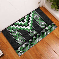 Green Taniko Pattern Aotearoa Rubber Doormat Niho Taniwha Mix Poutama