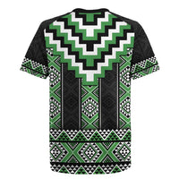 Green Taniko Pattern Aotearoa Rugby Jersey Niho Taniwha Mix Poutama LT14
