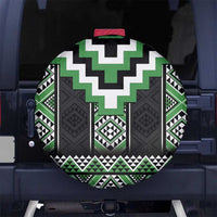 Green Taniko Pattern Aotearoa Spare Tire Cover Niho Taniwha Mix Poutama