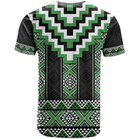 Green Taniko Pattern Aotearoa T Shirt Niho Taniwha Mix Poutama LT14