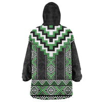Green Taniko Pattern Aotearoa Wearable Blanket Hoodie Niho Taniwha Mix Poutama LT14