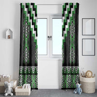 Green Taniko Pattern Aotearoa Window Curtain Niho Taniwha Mix Poutama