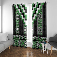 Green Taniko Pattern Aotearoa Window Curtain Niho Taniwha Mix Poutama