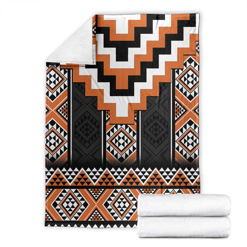 Orange Taniko Pattern Aotearoa Blanket Niho Taniwha Mix Poutama
