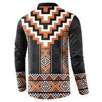 Orange Taniko Pattern Aotearoa Button Sweatshirt Niho Taniwha Mix Poutama LT14