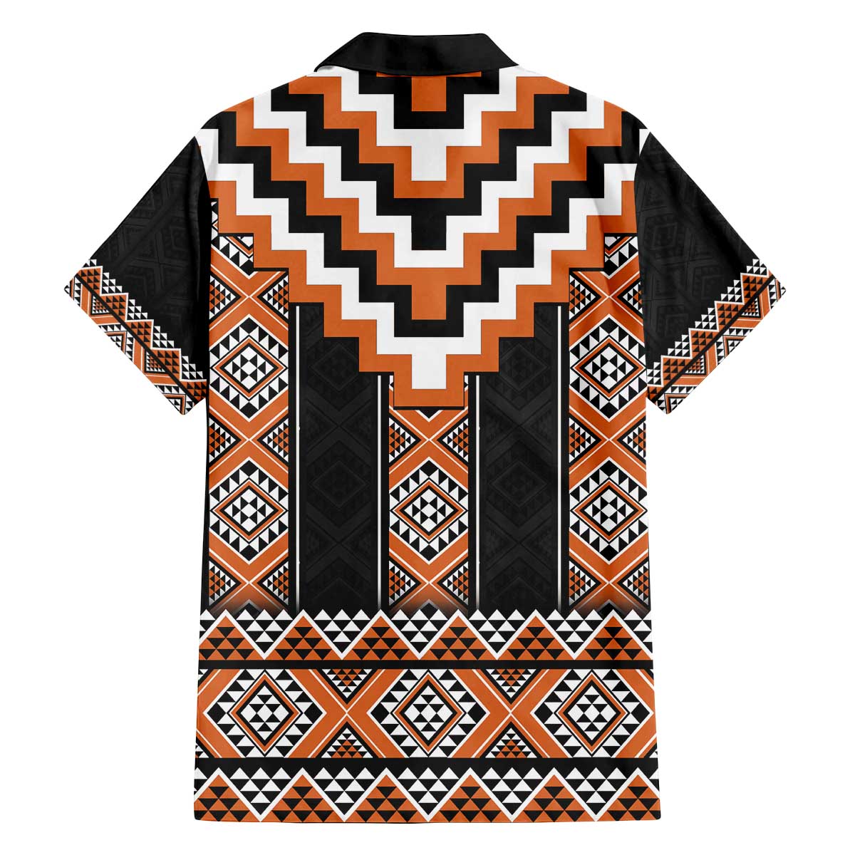 Orange Taniko Pattern Aotearoa Family Matching Off The Shoulder Long Sleeve Dress and Hawaiian Shirt Niho Taniwha Mix Poutama LT14