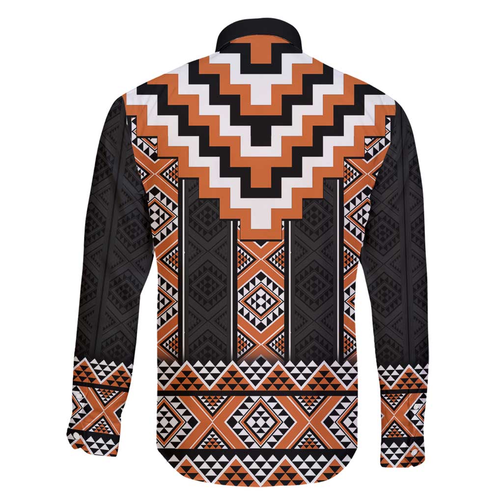 Orange Taniko Pattern Aotearoa Family Matching Puletasi and Hawaiian Shirt Niho Taniwha Mix Poutama LT14