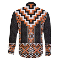Orange Taniko Pattern Aotearoa Family Matching Tank Maxi Dress and Hawaiian Shirt Niho Taniwha Mix Poutama LT14