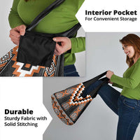 Orange Taniko Pattern Aotearoa Grocery Bag Niho Taniwha Mix Poutama