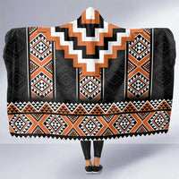 Orange Taniko Pattern Aotearoa Hooded Blanket Niho Taniwha Mix Poutama