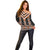 Orange Taniko Pattern Aotearoa Off Shoulder Sweater Niho Taniwha Mix Poutama LT14