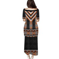 Orange Taniko Pattern Aotearoa Puletasi Niho Taniwha Mix Poutama LT14