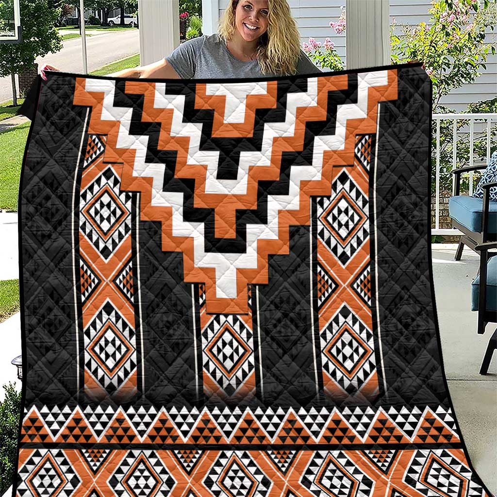 Orange Taniko Pattern Aotearoa Quilt Niho Taniwha Mix Poutama