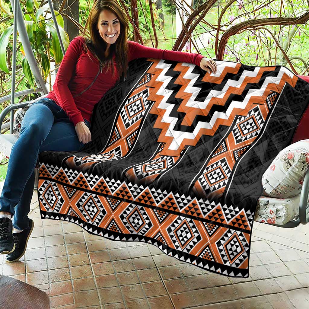 Orange Taniko Pattern Aotearoa Quilt Niho Taniwha Mix Poutama