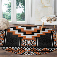Orange Taniko Pattern Aotearoa Round Carpet Niho Taniwha Mix Poutama LT14 - Polynesian Pride