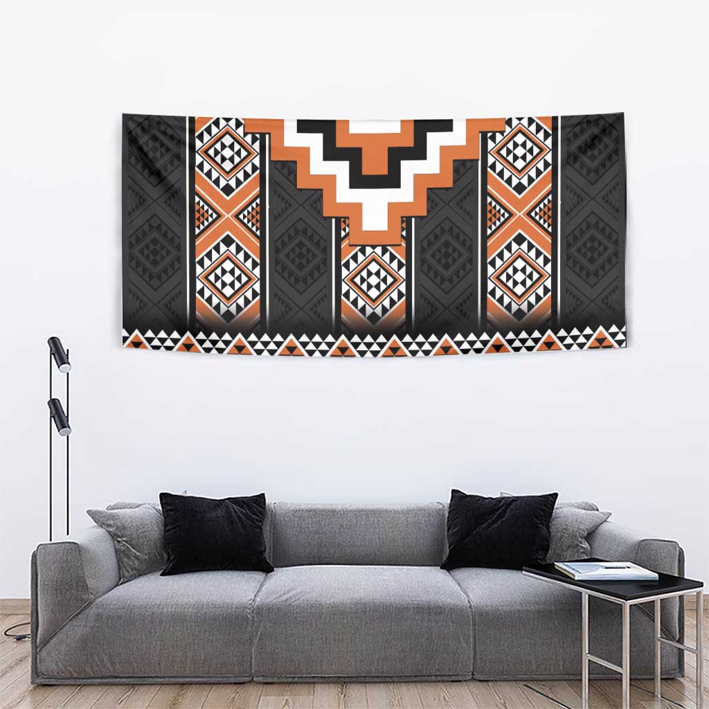 Orange Taniko Pattern Aotearoa Tapestry Niho Taniwha Mix Poutama