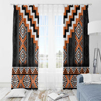 Orange Taniko Pattern Aotearoa Window Curtain Niho Taniwha Mix Poutama