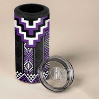 Purple Taniko Pattern Aotearoa 4 in 1 Can Cooler Tumbler Niho Taniwha Mix Poutama LT14