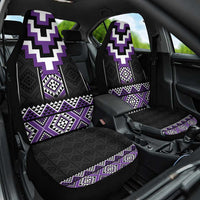 Purple Taniko Pattern Aotearoa Car Seat Cover Niho Taniwha Mix Poutama