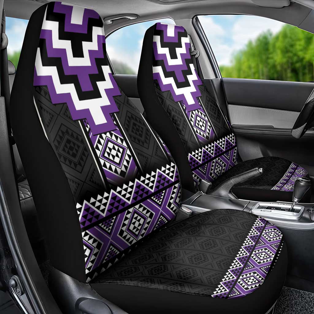 Purple Taniko Pattern Aotearoa Car Seat Cover Niho Taniwha Mix Poutama