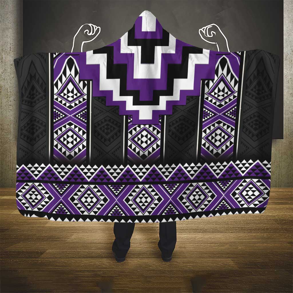 Purple Taniko Pattern Aotearoa Hooded Blanket Niho Taniwha Mix Poutama