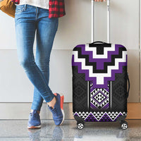 Purple Taniko Pattern Aotearoa Luggage Cover Niho Taniwha Mix Poutama