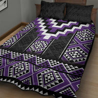 Purple Taniko Pattern Aotearoa Quilt Bed Set Niho Taniwha Mix Poutama