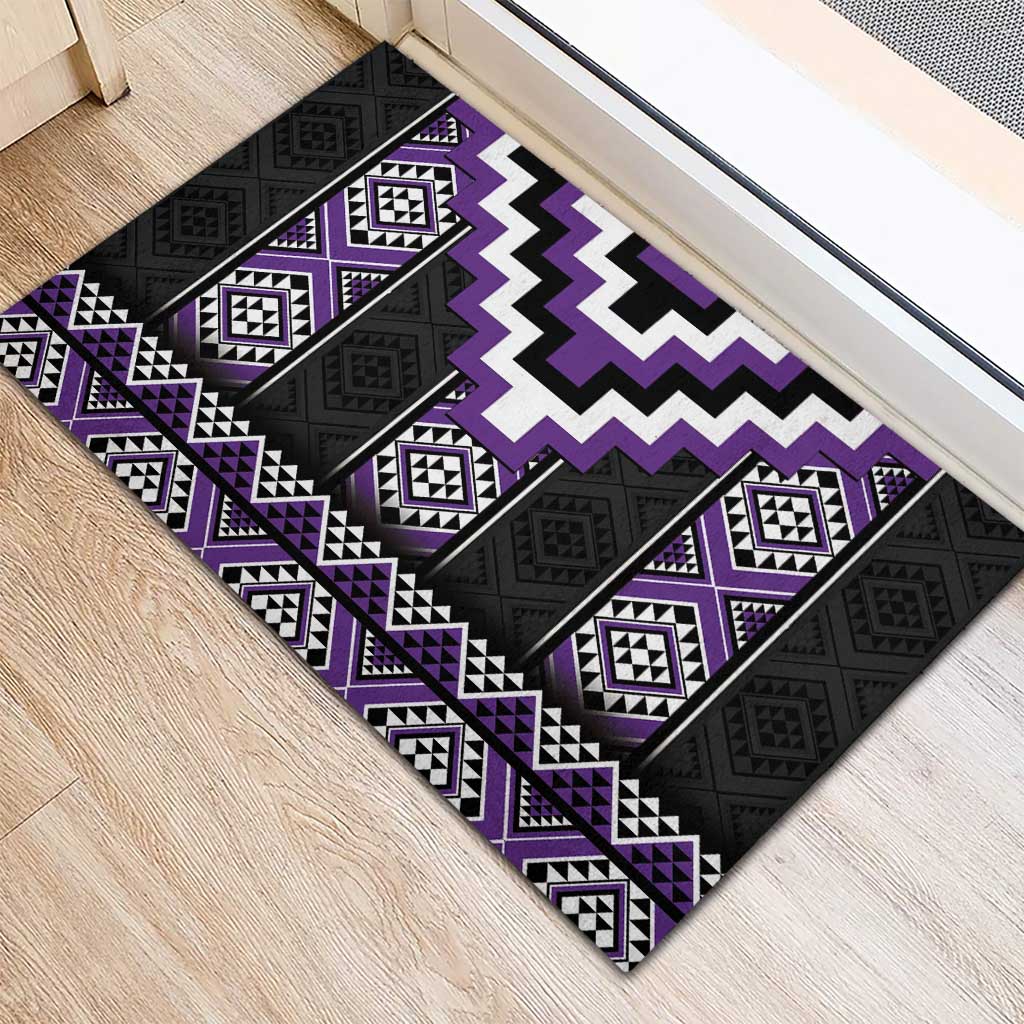 Purple Taniko Pattern Aotearoa Rubber Doormat Niho Taniwha Mix Poutama