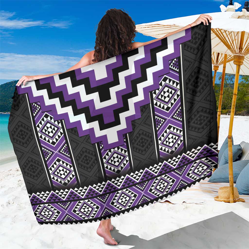 Purple Taniko Pattern Aotearoa Sarong Niho Taniwha Mix Poutama LT14 One Size 44 x 66 inches Purple - Polynesian Pride
