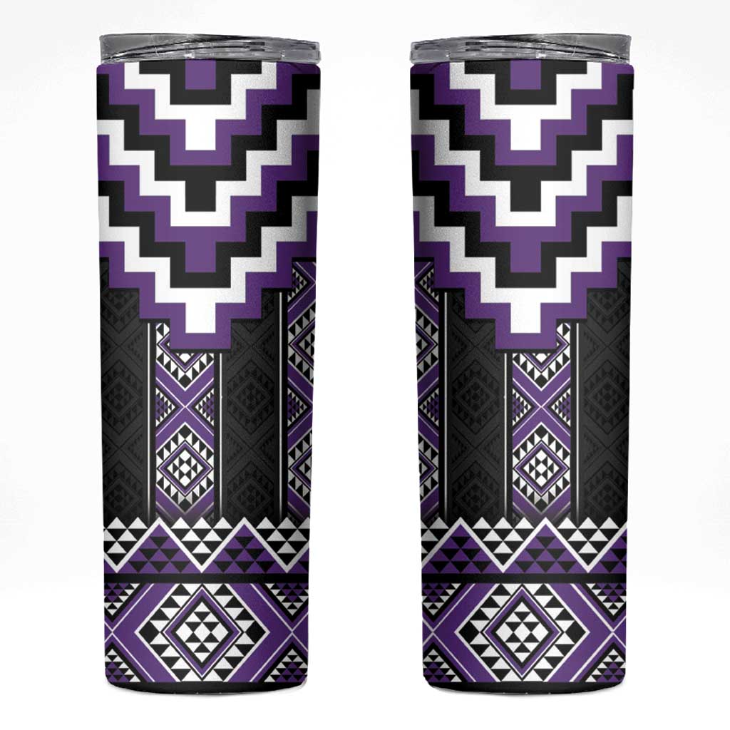Purple Taniko Pattern Aotearoa Skinny Tumbler Niho Taniwha Mix Poutama LT14
