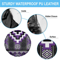 Purple Taniko Pattern Aotearoa Spare Tire Cover Niho Taniwha Mix Poutama