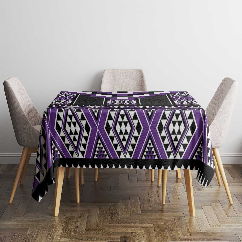 Purple Taniko Pattern Aotearoa Tablecloth Niho Taniwha Mix Poutama