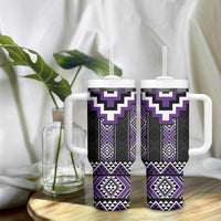 Purple Taniko Pattern Aotearoa Tumbler With Handle Niho Taniwha Mix Poutama LT14