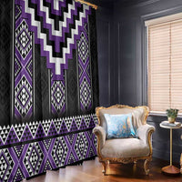 Purple Taniko Pattern Aotearoa Window Curtain Niho Taniwha Mix Poutama
