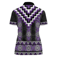 Purple Taniko Pattern Aotearoa Women Polo Shirt Niho Taniwha Mix Poutama LT14