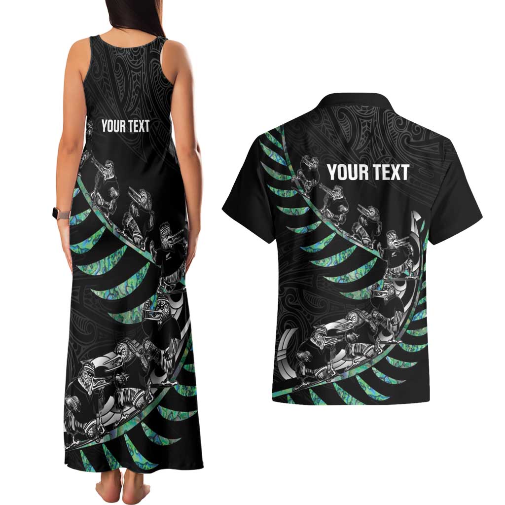 Custom New Zealand Silver Fern Rugby Couples Matching Tank Maxi Dress and Hawaiian Shirt Aotearoa Kiwi Maori Pattern