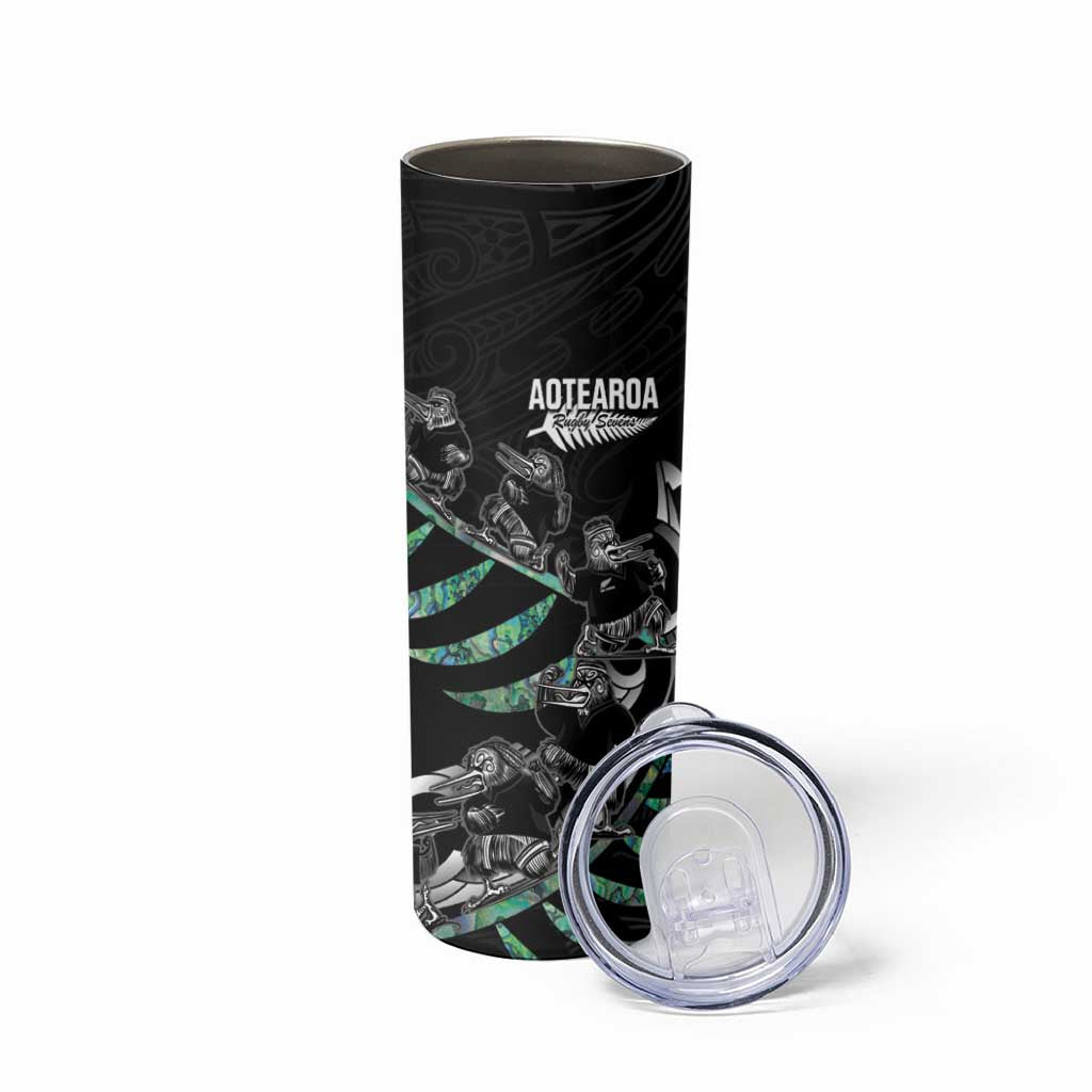 Custom New Zealand Silver Fern Rugby Skinny Tumbler Aotearoa Kiwi Maori Pattern