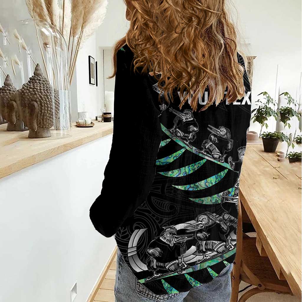 Custom New Zealand Silver Fern Rugby Women Casual Shirt Aotearoa Kiwi Maori Pattern