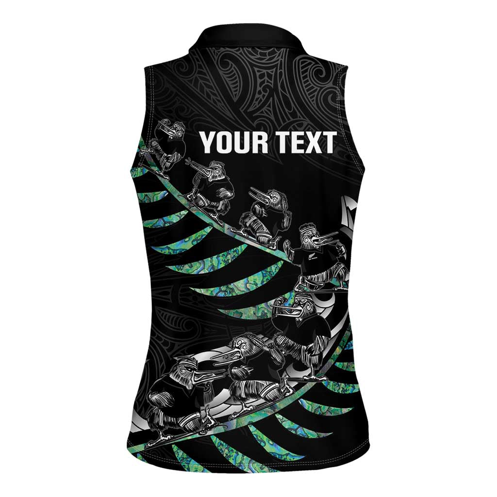 Custom New Zealand Silver Fern Rugby Women Sleeveless Polo Shirt Aotearoa Kiwi Maori Pattern